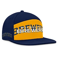 Casquette Snapback Fanatics bleu marine/doré Milwaukee Brewers Clubhouse Splitter pour homme