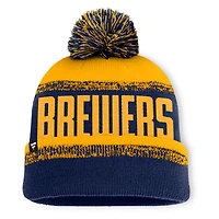 Bonnet en tricot à revers et pompon No-Doubter des Milwaukee Brewers, bleu marine/doré, Fanatics pour homme