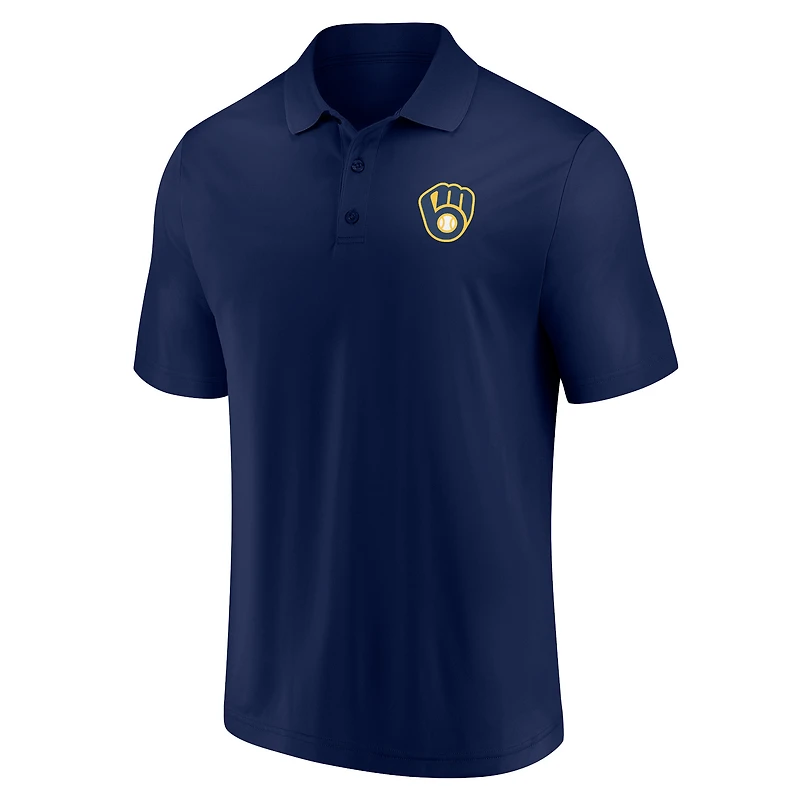 Men's Fanatics Navy/Gray Milwaukee Brewers Dueling Logos Polo Combo Set