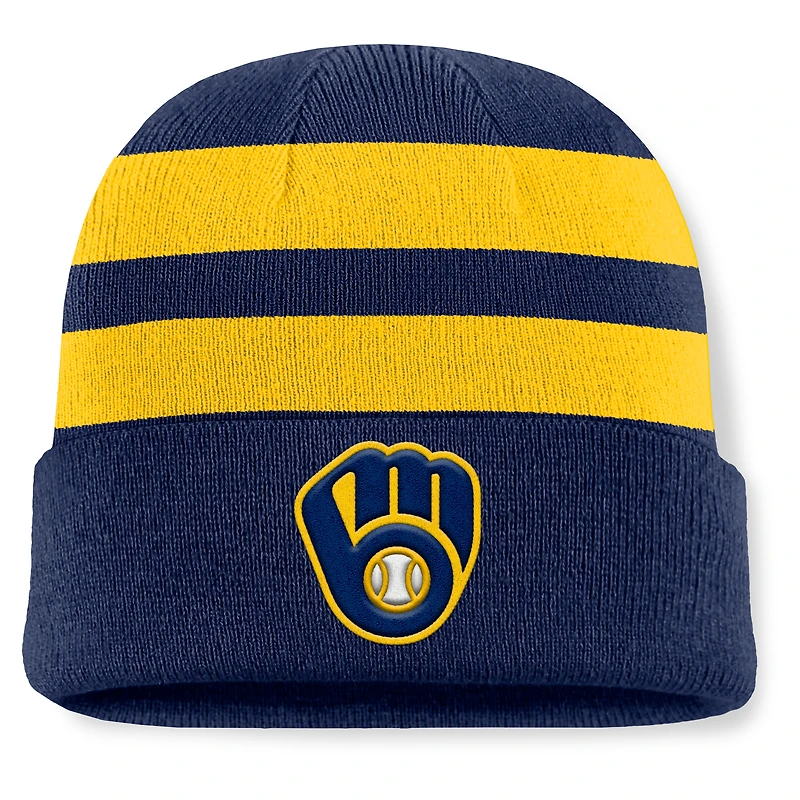 Bonnet en tricot à revers Fanatics bleu marine Milwaukee Brewers Baseline pour homme