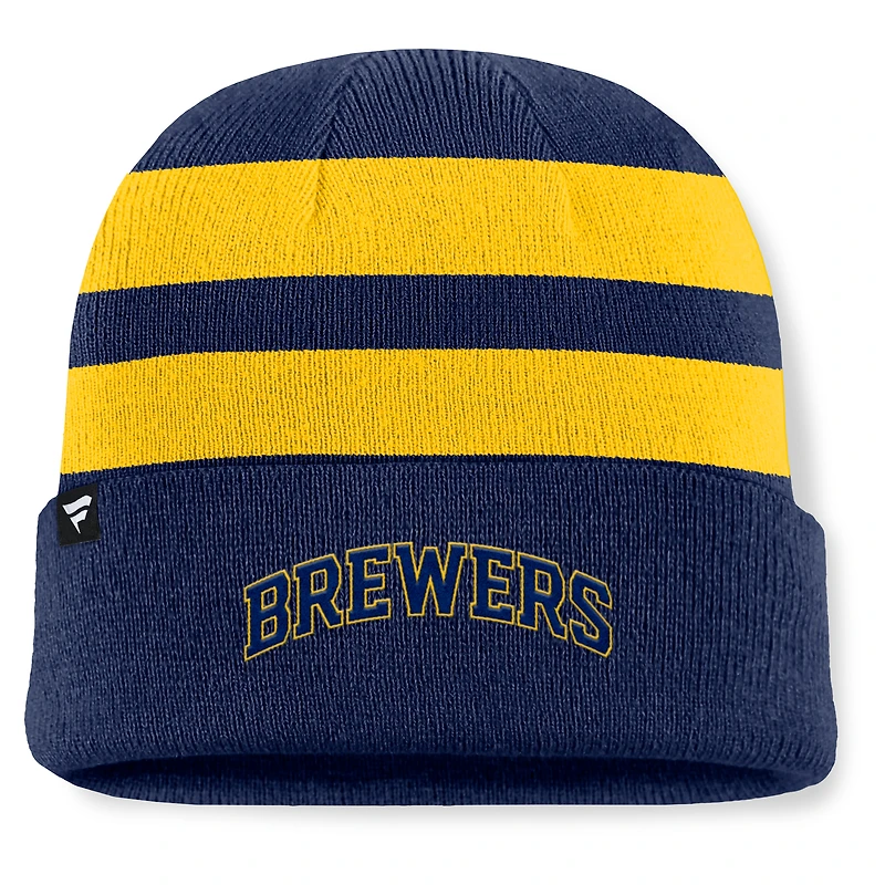 Bonnet en tricot à revers Fanatics bleu marine Milwaukee Brewers Baseline pour homme