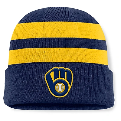 Bonnet en tricot à revers Fanatics bleu marine Milwaukee Brewers Baseline pour homme