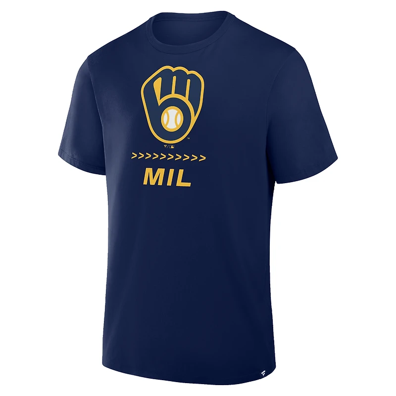 T-shirt Fanatics bleu marine Milwaukee Brewers Clubhouse Legacy Side Swipe pour homme
