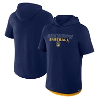 Men's Fanatics Navy Milwaukee Brewers Clubhouse Optimal Play Raglan Hoodie T-Shirt