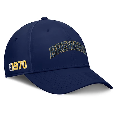 Casquette Fanatics pour homme bleu marine Milwaukee Brewers Fundamental Tag Flex