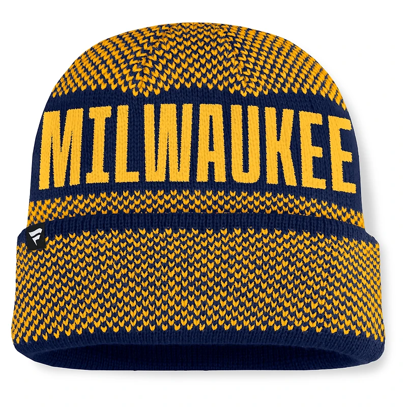 Bonnet en tricot à revers Fanatics bleu marine des Milwaukee Brewers pour homme
