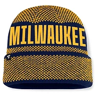 Bonnet en tricot à revers Fanatics bleu marine des Milwaukee Brewers pour homme