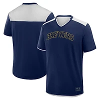 T-shirt col V bleu marine Fanatics pour homme, motif Walk Off des Milwaukee Brewers