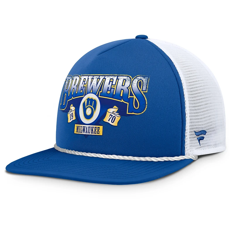 Men's Fanatics Royal/White Milwaukee Brewers Recall Snapback Hat