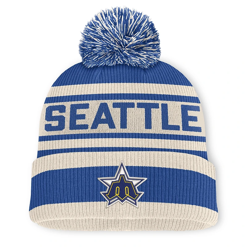 Bonnet à revers en maille avec pompon, modèle Royal Milwaukee Brewers de Fanatics pour homme