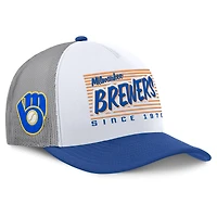 Men's Fanatics White/Royal Milwaukee Brewers On Deck A-Frame Snapback Hat