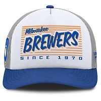 Men's Fanatics White/Royal Milwaukee Brewers On Deck A-Frame Snapback Hat