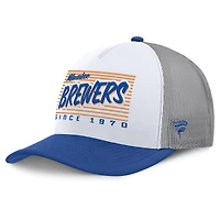 Men's Fanatics White/Royal Milwaukee Brewers On Deck A-Frame Snapback Hat