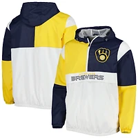 Sweat à capuche demi-glissière Fair Catch pour hommes G-III Sports by Carl Banks bleu marine/doré Milwaukee Brewers