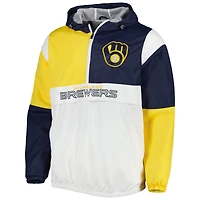 Sweat à capuche demi-glissière Fair Catch pour hommes G-III Sports by Carl Banks bleu marine/doré Milwaukee Brewers