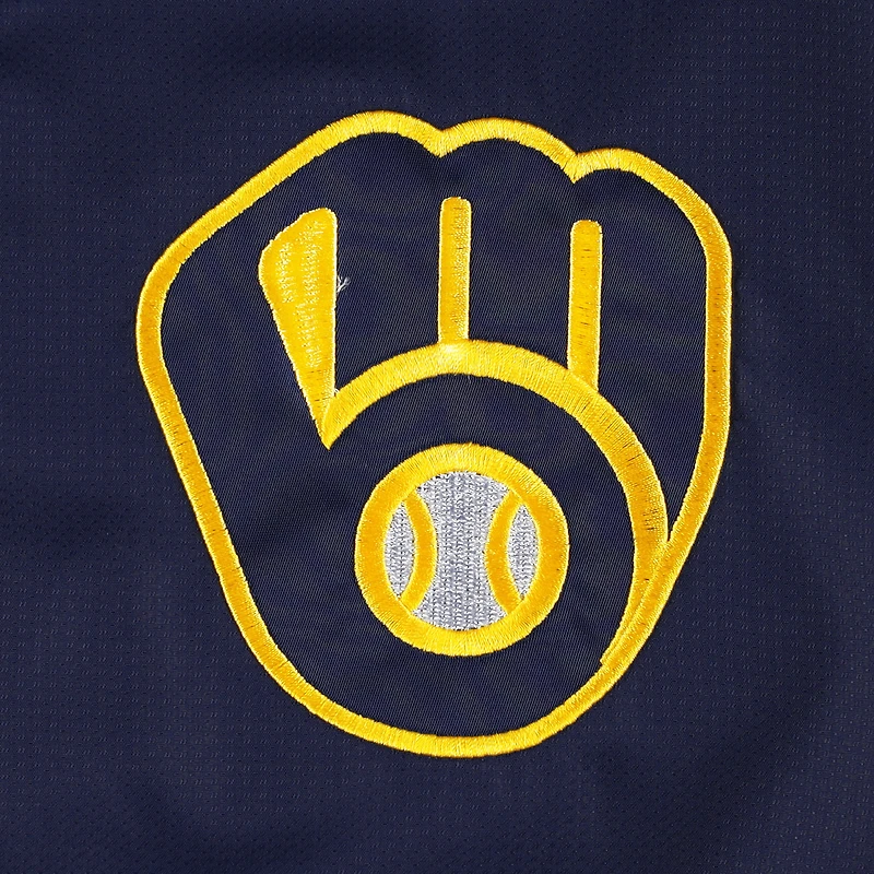 Men's G-III Sports by Carl Banks Navy/Gold Milwaukee Brewers Fair Catch Half-Zip Hoodie