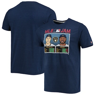 T-shirt homme Hommage Christian Yelich & Lorenzo Cain bleu marine Milwaukee Brewers MLB Jam Tri-Blend
