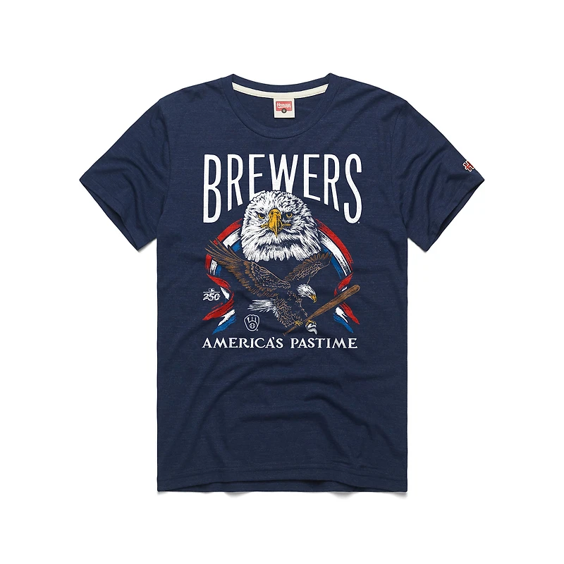T-shirt homme Homage Navy Milwaukee Brewers America's Pastime Tri-Blend