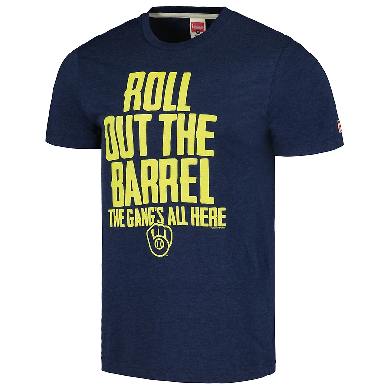 Homage Navy Milwaukee Brewers Gangs All Here T-shirt triple mélange hyper local pour homme