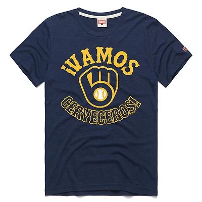 Men's Homage Navy Milwaukee Brewers Vamos Tri-Blend T-Shirt