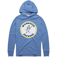 Men's Homage Powder Blue Milwaukee Brewers Lightweight Raglan Tri-Blend Pullover Hoodie