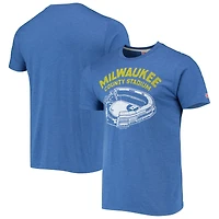 T-shirt triple mélange Hommage Royal Milwaukee Brewers County Stadium pour homme