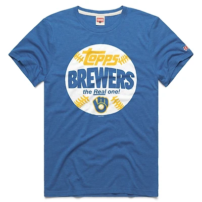 Men's Homage Royal Milwaukee Brewers MLB x Topps Baseball The Real One Tri-Blend T-Shirt