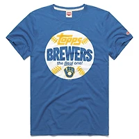 Men's Homage  Royal Milwaukee Brewers MLB x Topps Baseball The Real One Tri-Blend T-Shirt