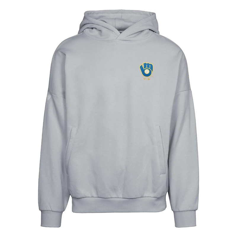 Men's Levelwear  Gray Milwaukee Brewers Contact Pro Card Pullover Hoodie