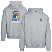 Men's Levelwear  Gray Milwaukee Brewers Contact Pro Card Pullover Hoodie