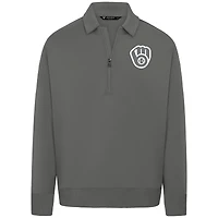 Men's Levelwear Gray Milwaukee Brewers Luxe Signature Quarter-Zip Pullover