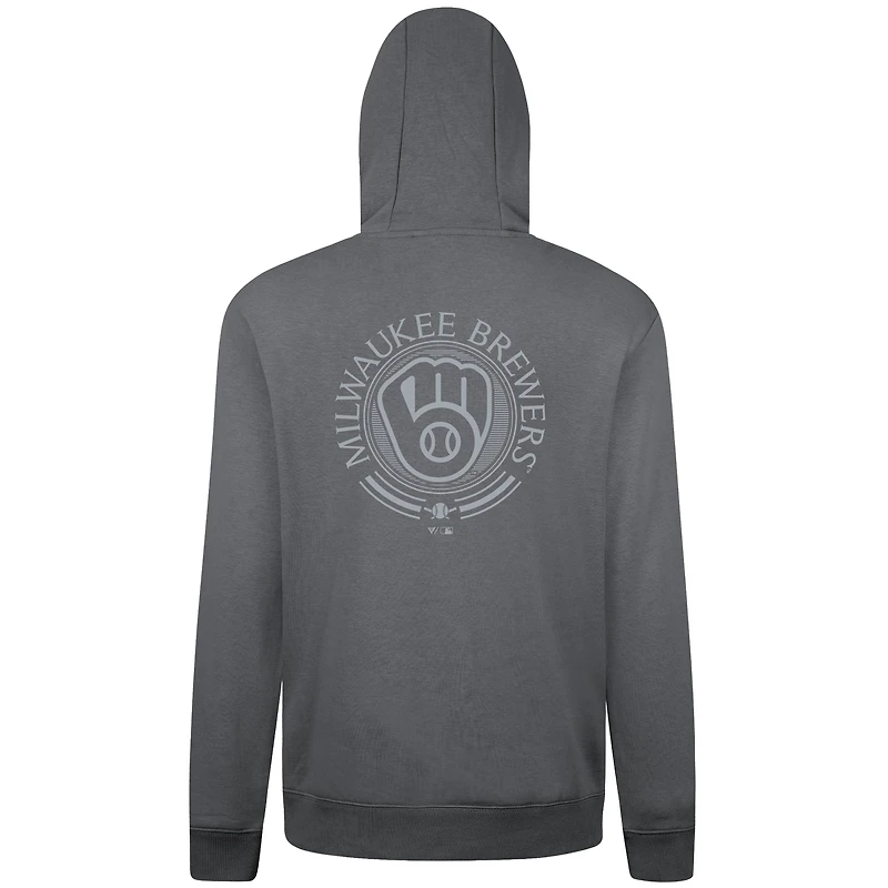 Men's Levelwear Gray Milwaukee Brewers Podium Valiant Pullover Hoodie