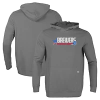 Men's Levelwear Gray Milwaukee Brewers Relay Aviation Pullover Hoodie