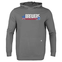 Men's Levelwear Gray Milwaukee Brewers Relay Aviation Pullover Hoodie