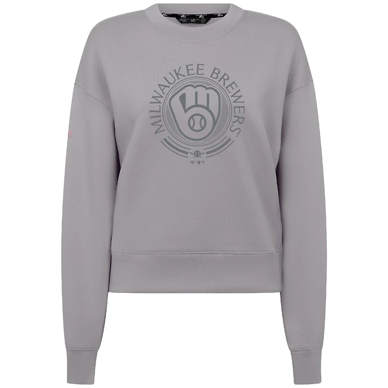 Men's Levelwear White Milwaukee Brewers Sponge Pullover Sweatshirt