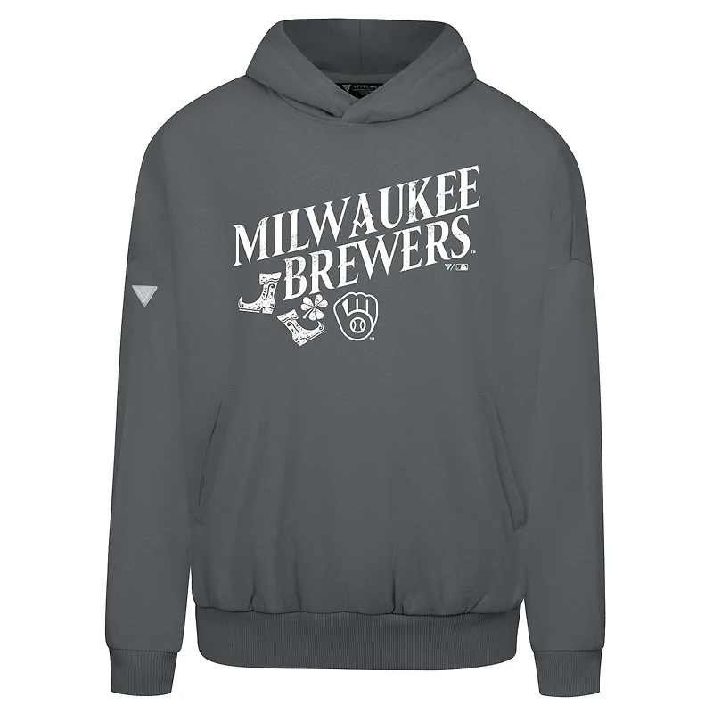 Sweat à capuche gris Milwaukee Brewers St. Patrick's Day pour homme Levelwear
