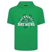 T-shirt à capuche manches courtes et imprimé Shamrock de la Saint-Patrick des Milwaukee Brewers pour homme Levelwear