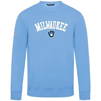 Men's Levelwear  Light Blue Milwaukee Brewers Zane Felt Arch Pullover Sweatshirt