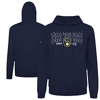 Men's Levelwear Navy Milwaukee Brewers Accolade Podium Textbook Pullover Hoodie