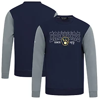 Men's Levelwear Navy Milwaukee Brewers Accolade Ultimate Textbook Pullover Sweatshirt
