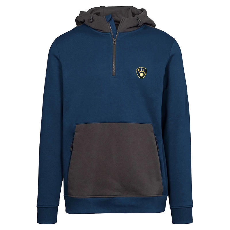 Men's Levelwear  Navy Milwaukee Brewers Chicane Insignia 2.0 Quarter-Zip Hoodie