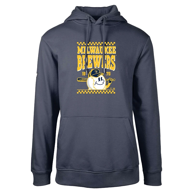Sweat à capuche bleu marine pour homme Levelwear Milwaukee Brewers Podium Inaugural