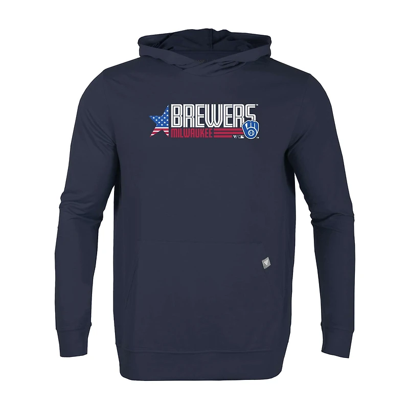 Sweat à capuche Levelwear bleu marine Milwaukee Brewers Relay Aviation pour homme