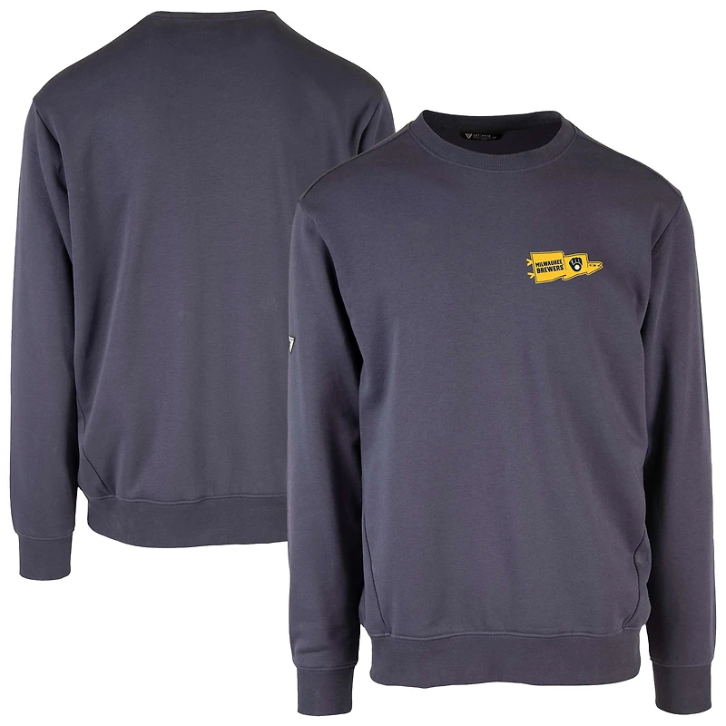 Men's Levelwear Navy Milwaukee Brewers Zane Rafters Pullover Sweatshirt