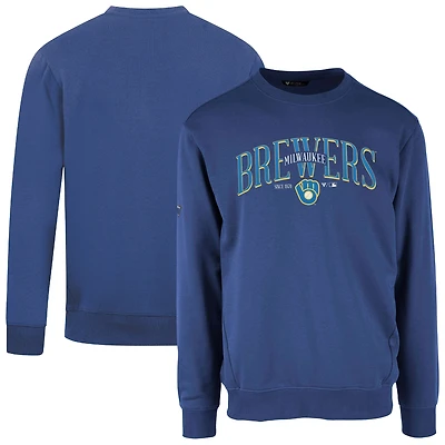 Men's Levelwear Royal Milwaukee Brewers Cooperstown Collection Zane Vintage Pullover Sweatshirt