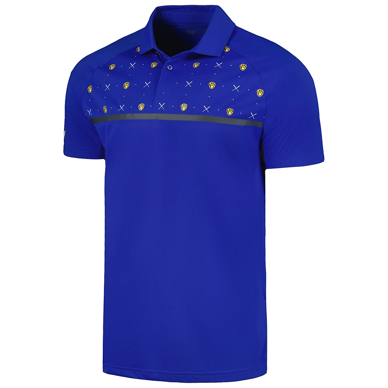 Men's Levelwear Royal Milwaukee Brewers Sector Batter Up Raglan Polo