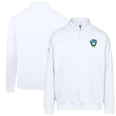 Men's Levelwear  White Milwaukee Brewers Cooperstown Collection Murray Quarter-Zip Sweatshirt