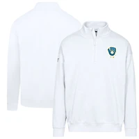 Sweat-shirt à glissière quart de tour Murray blanc la collection Cooperstown des Milwaukee Brewers pour homme Levelwear