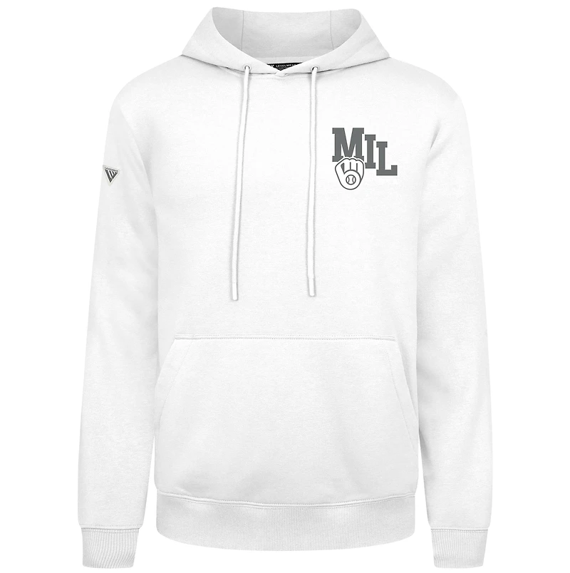 Sweat à capuche blanc Levelwear Podium Grain pour homme des Brewers de Milwaukee