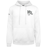 Men's Levelwear White Milwaukee Brewers Podium Grain Pullover Hoodie